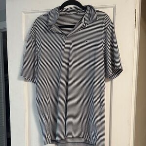 Striped Navy and White Performance Polo - Vineyard Vines - LARGE